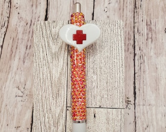 Handmade Rhinestone Nurse Pen: Decorative Charm, Refillable Gel Pen