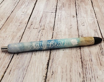 Salty Beach Glitter Pen: Custom Handmade Ink Joy Gel Pen