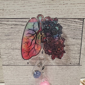 Floral Lungs Badge Reel, ID badge reel, badge holder, nurse badge reel, medical badge reel, respiratory therapy badge reel, RT badge reel