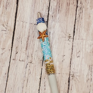 Beach rhinestone pen, custom gel pen, rhinestone pen
