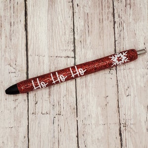 Ho Ho Ho Custom Glitter Pen;  Christmas glitter pen