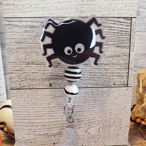 Glitter Spider Badge Reel: Halloween ID Badge Holder