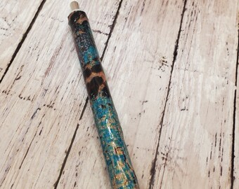 Animal Print Glitter Gel Pen: Handmade Epoxy Coated Ink Joy Pen