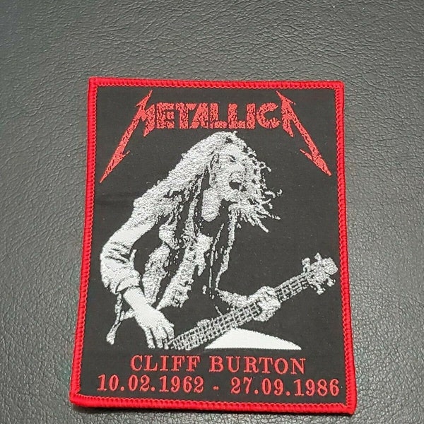Metallica Tribute Woven Patch - Cliff Burton Commemorative Embroidered Rock Punk Patch for Denim Jackets, Backpacks, and Heavy Metal Fans.