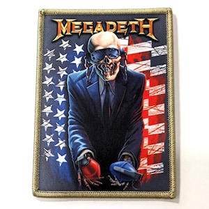 Megadeth 'Grenades USA' Tribute Printed Patch - Thrash Metal Band Embroidered Patch for Jackets, Backpacks, and Collectors. Iron on / Sew on