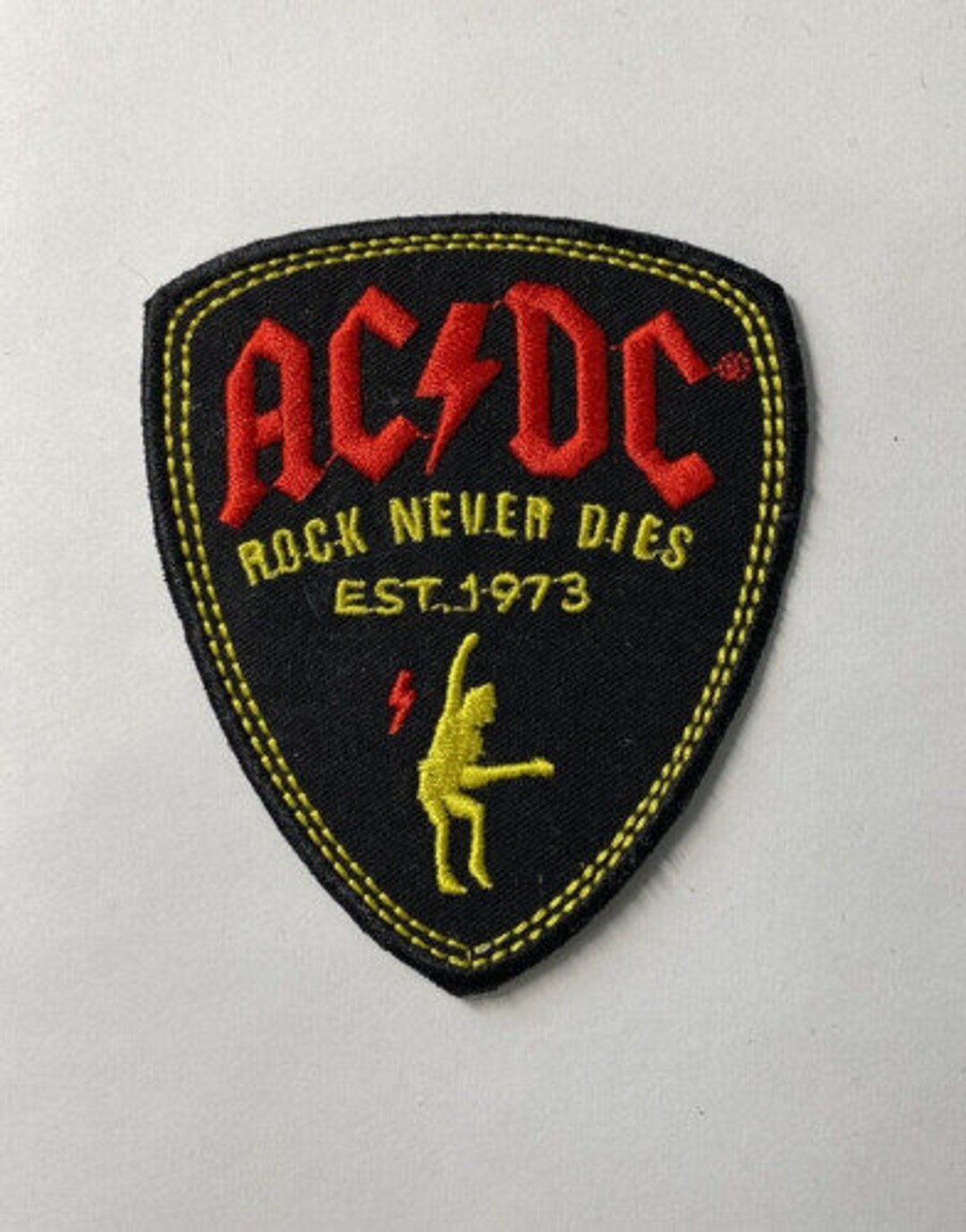 AC/DC 'rock Never Dies Est.1973' Embroidered Sew-on / Iron-on Woven ...