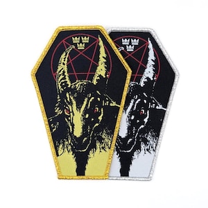 Premium Bathory metallic geborduurde patch | Baphomet pentagram zwarte metalen geit opnaaibare badge | Patch Battle Jacket-vest