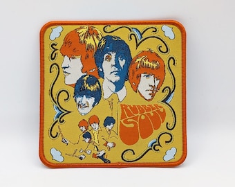The Beatles rubberen ziel geborduurde badge John Lennon, Paul McCartney, George Harrison, Ringo Starr classic rock merchandise, vintage muziekpatch