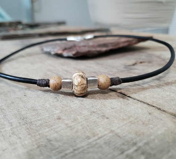 Mens Cowhide Leather Cord Necklace, Mens Leather Necklace, Masculine  Necklace, Magnetic Clasp Necklace, Mens Jewelry, Bullet 