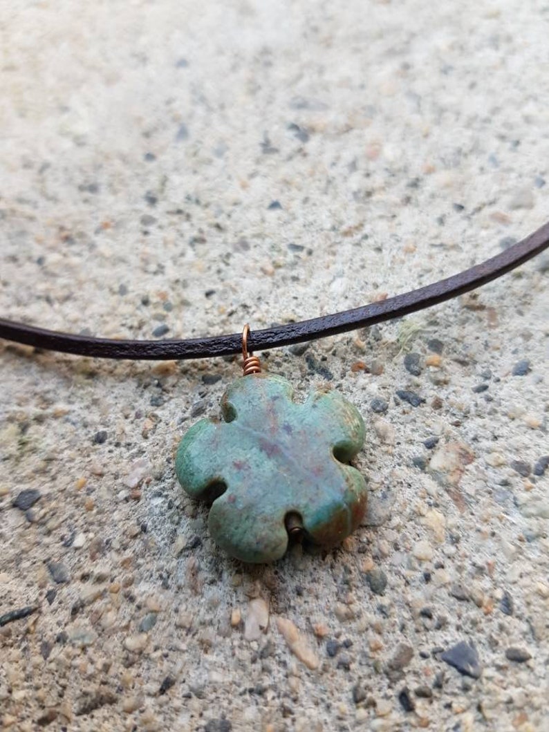 Stone Pendant Necklace With a Pretty Carved Gemstone Flower Etsy