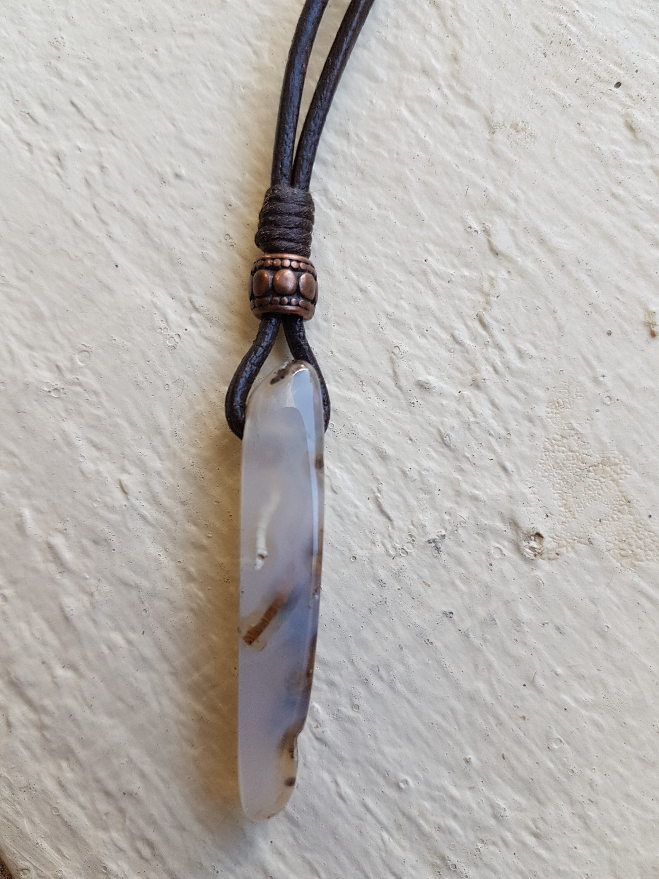 Men's leather pendant necklace with 2.25 tumbled Etsy