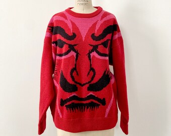 80s Vintage Kansai Yamamoto Kabuki knit sweater : avant garde japanese