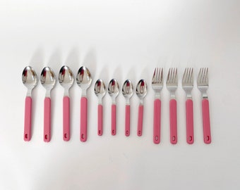 70s Vintage Pink Cutlery 12pcs : Japan Hanging