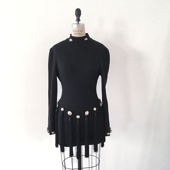 80s Vintage PATRICK KELLY Paris tassel little blac
