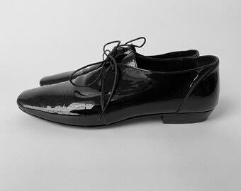 knee length dresses for ladies Wedding Shoes: Black Patent Leather Formal Footwear