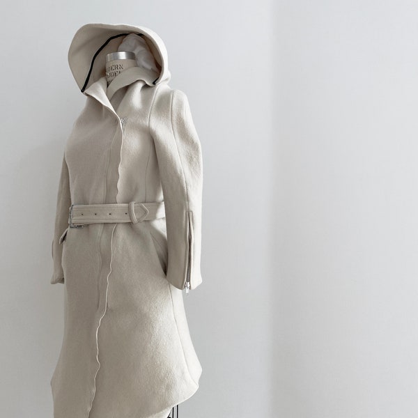 00s Vintage Lutz Huelle wool white coat