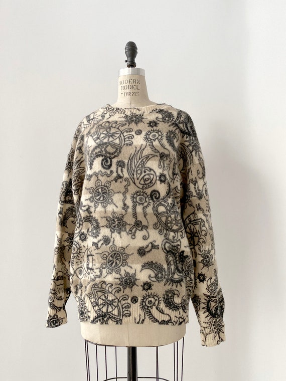 90s Vintage Psychedelic Print Knit shirt - image 1