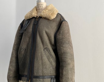 80s Vintage Schott Type B-3 Flight Mouton Leather Jacket - Etsy