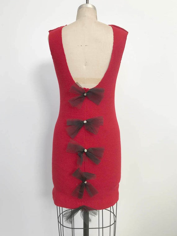80s Vintage early Patrick Kelly Red back Bow Dress