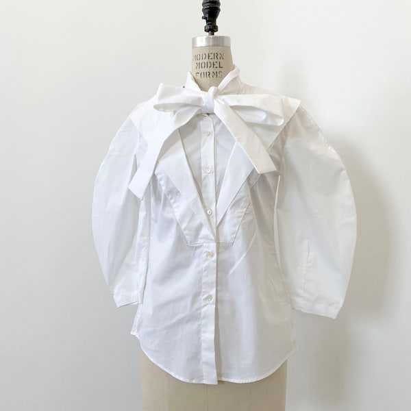 Palmer Harding circle sleeve bow tie white shirt : avant garde