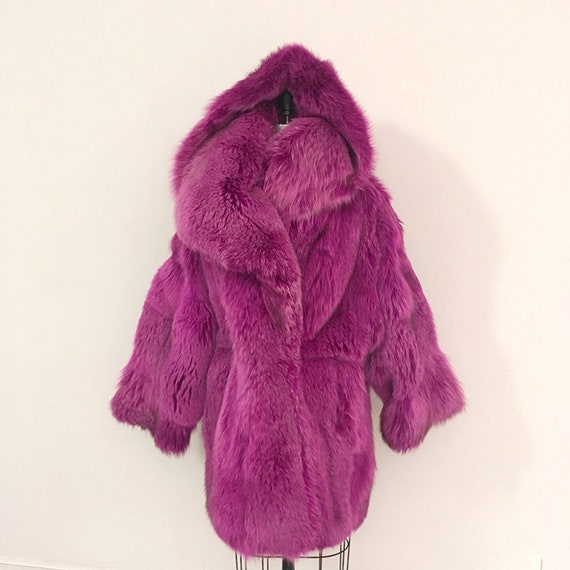 80s Vintage PATRICK KELLY Pink Fox fur coat - Gem