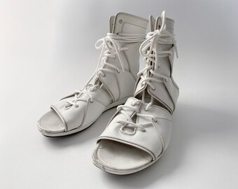 00s Vintage Raf Simons White Gladiator boots