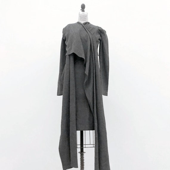 80s Vintage PATRICK KELLY Paris Gray Wrap Dress - image 6