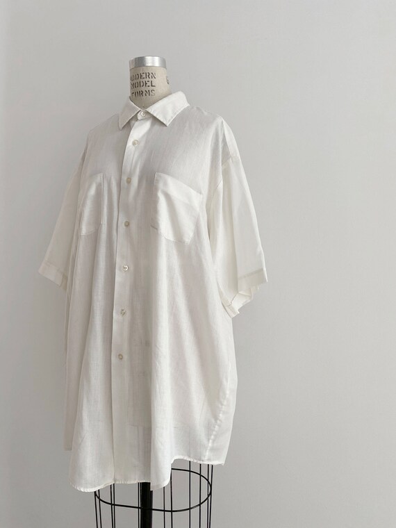 50s - 60s  Vintage White Shirt : paper thin