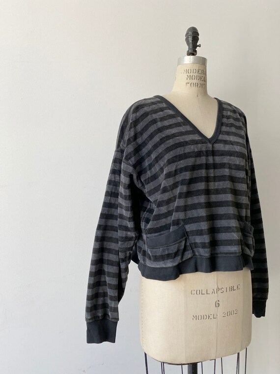 80s Vintage Sonia Rykiel striped wide velour cropp