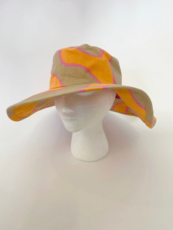 00s Vintage Psychedelic Pattern wide brim bucket … - image 1