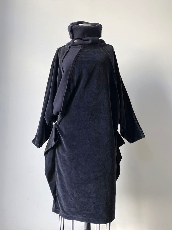 80s Vintage Kansai Yamamoto Black Velvet dress - image 1