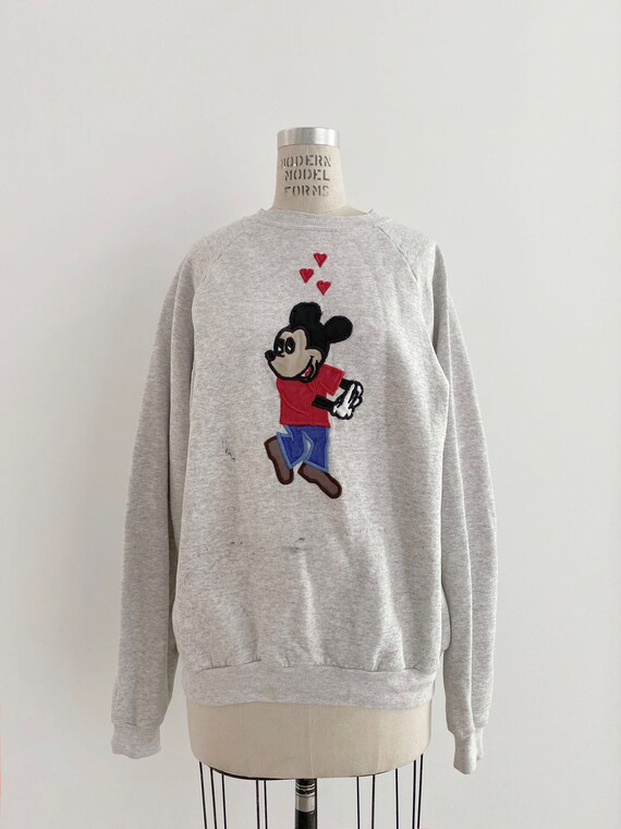 90s Mickey mouse patchwork sweat shirt - image 1