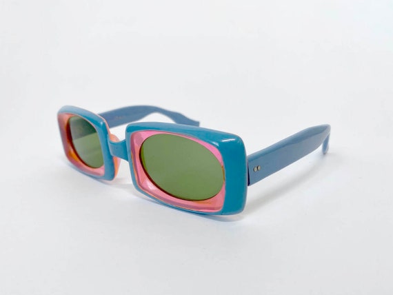 New Vintage Silhouette 583 Blue and Green Funk Germany 1980 Sunglasses For  Sale at 1stDibs