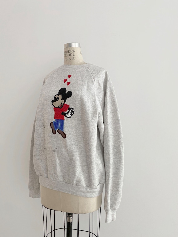 90s Mickey mouse patchwork sweat shirt - image 3