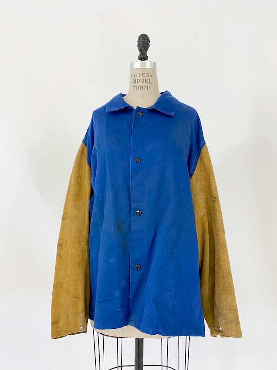 70s Vintage Distressed Leather Sleeve work wear Ja