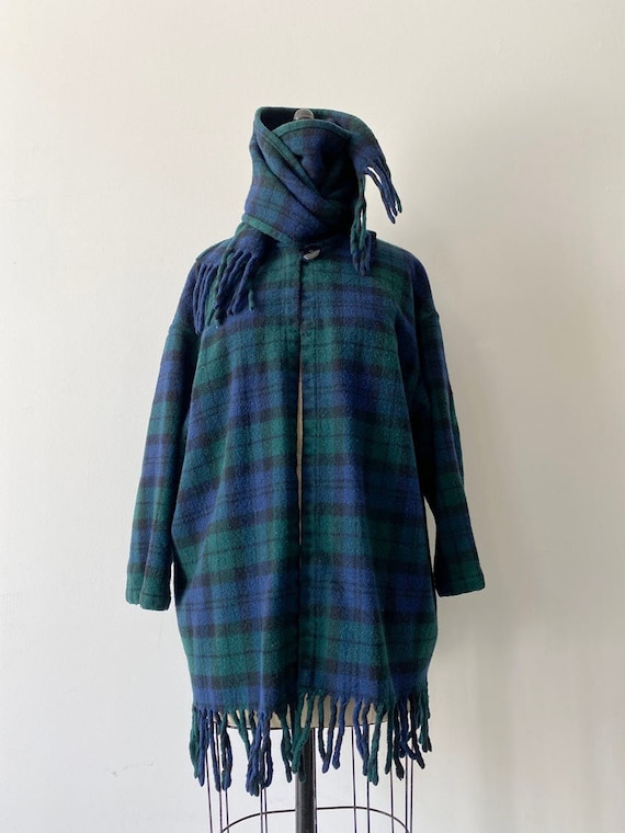 70s Vintage Pendleton Fringe Scarf Plaid wool Jack