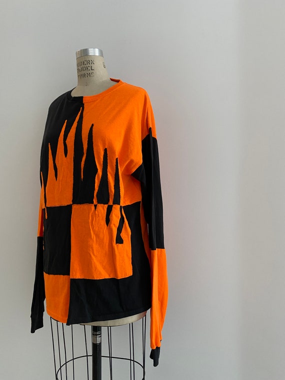 Y2K Hand made Flame Patchwork T-shirt
