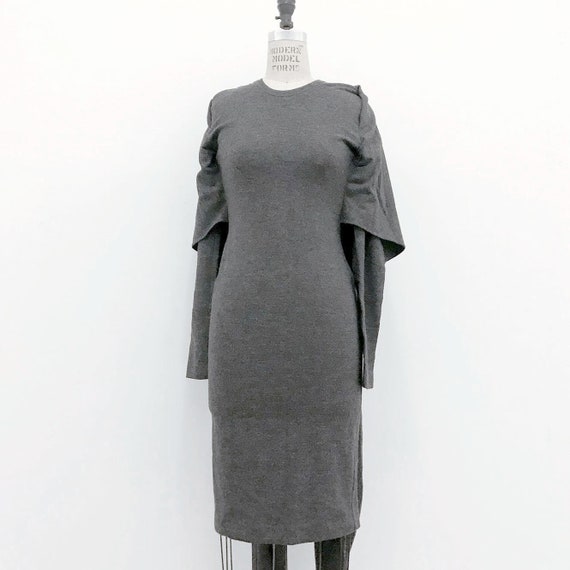 80s Vintage PATRICK KELLY Paris Gray Wrap Dress - image 7