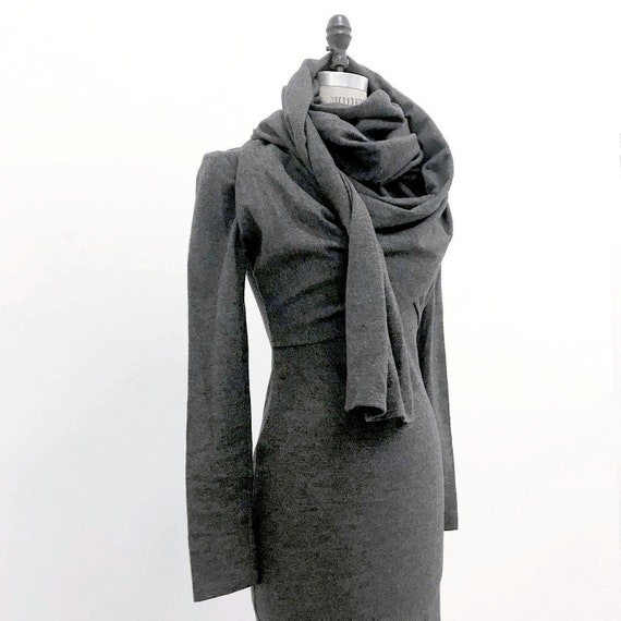 80s Vintage PATRICK KELLY Paris Gray Wrap Dress