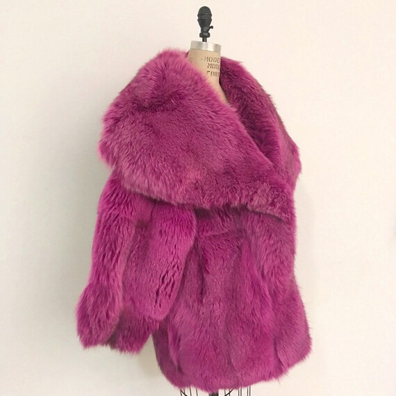 80s Vintage PATRICK KELLY Pink Fox fur coat - Gem