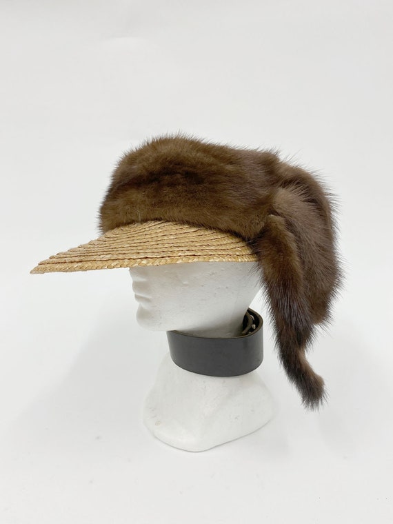 80s Vintage Mink straw cap