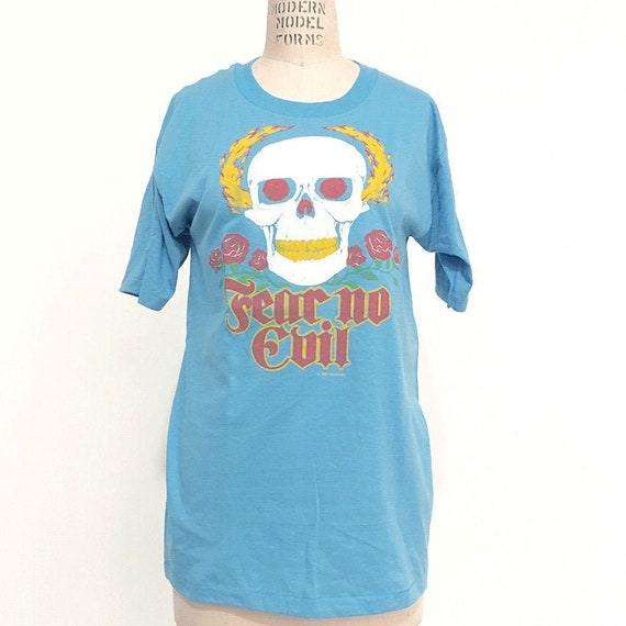 80s Vintage AirWaves Skull Rose T-shirt - image 1