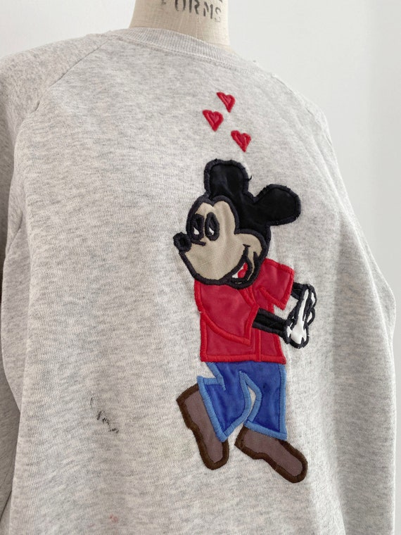 90s Mickey mouse patchwork sweat shirt - image 2