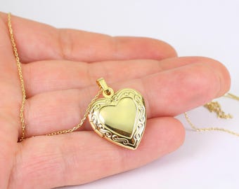 14K Gold Plated Heart Locket Necklace: Handmade Keepsake Jewellery, Handmade by Detail London.