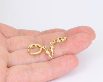 Dainty Handmade 14K Gold Plated Chili Hoop Earrings, Handmade by Detail London.