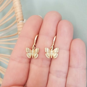 Gold Plated Butterfly Huggie Hoop Earrings, 18K Gold Plated, Handmade Butterfly Earrings by Detail London.