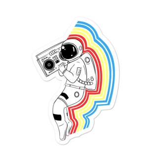 Astronauta con supporto Rainbow Trail Toe - Adesivi senza bolle, adesivo per laptop, adesivo per telefono, etichetta o adesivo, SPEDIZIONE GRATUITA