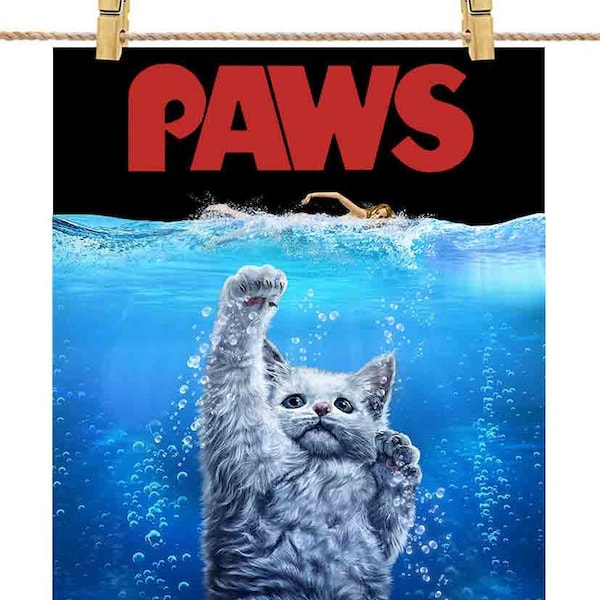 Monster Cat Terror in the Ocean - Poster Print, Wall Art, Home Decor, and Postcard - PrintStarTee