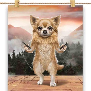 Corde à sauter pour chien chihuahua fitness en plein air - impression d'affiche, art mural, décoration d'intérieur et carte postale - PrintStarTee