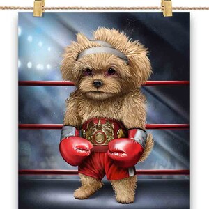 Champion de boxe Toy Poodle Dog Fighter - Impression d’affiche, art mural, décoration intérieure et carte postale - PrintStarTee